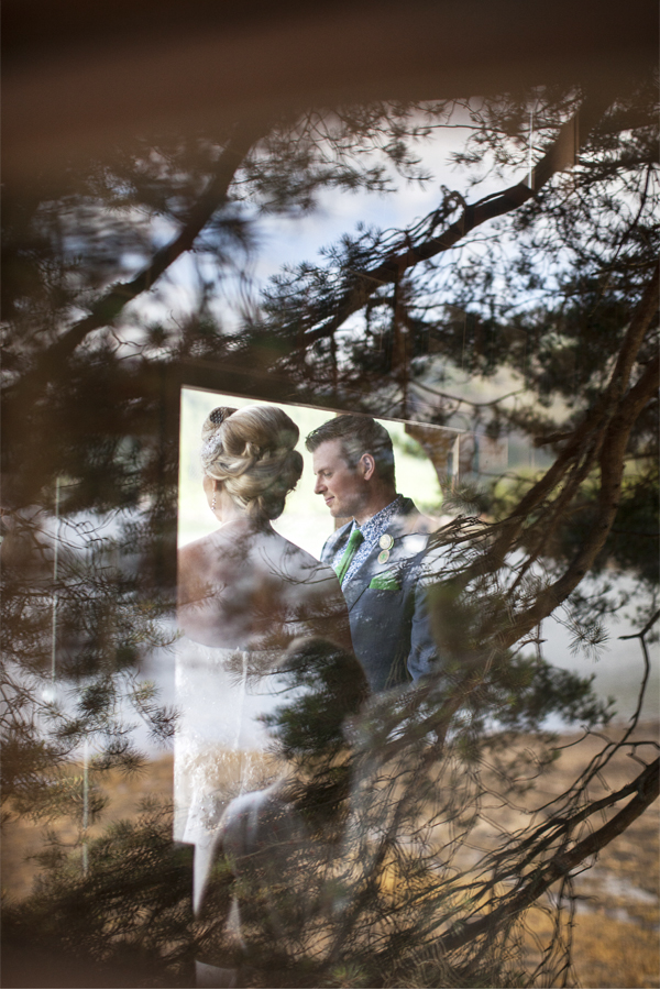 bride and groom during ceremony at tree house the lodge on loch goil scotland