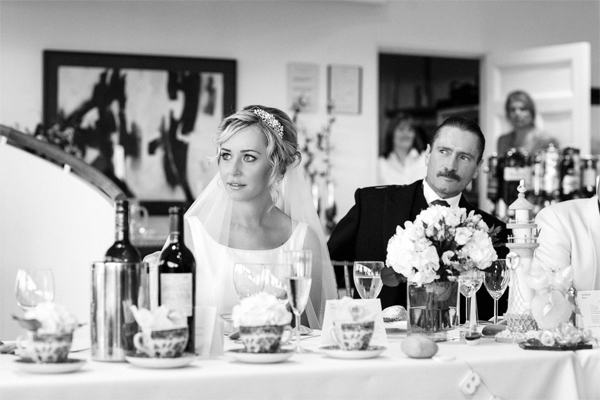 bride and groom during speeches