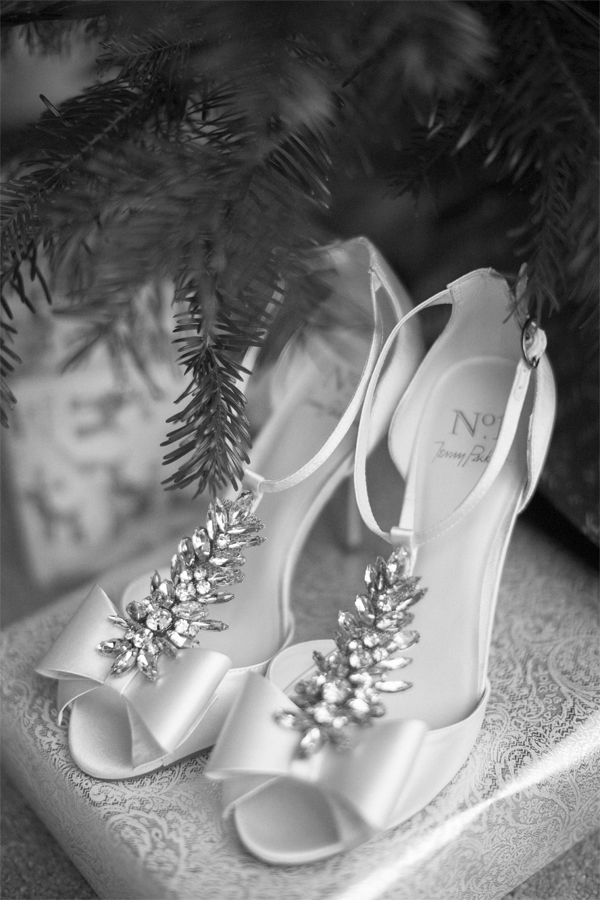 wedding shoes under christmas tree