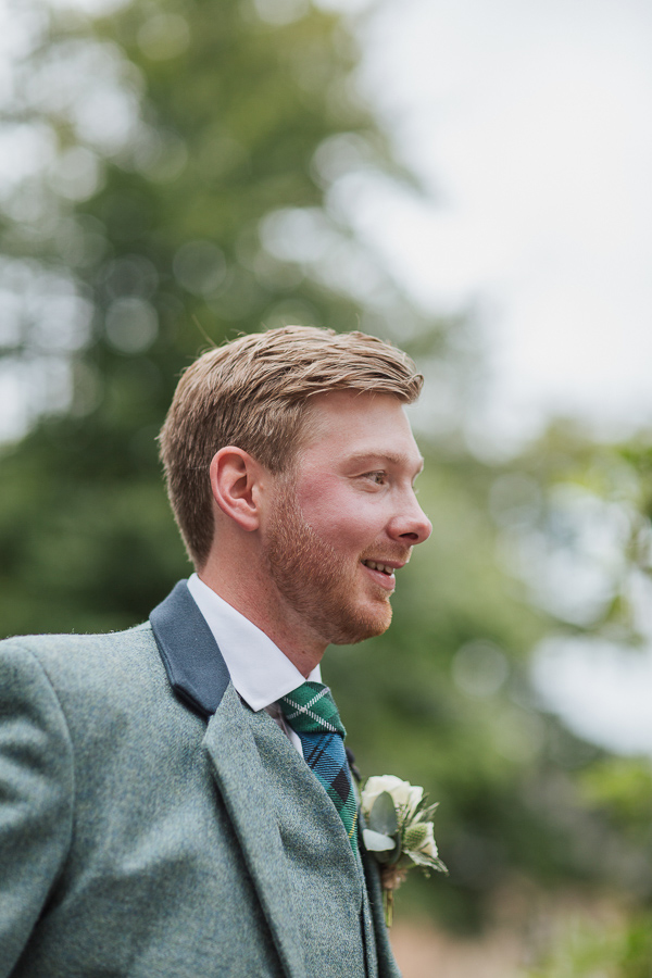 portrait of the groom at beasden church scotland 