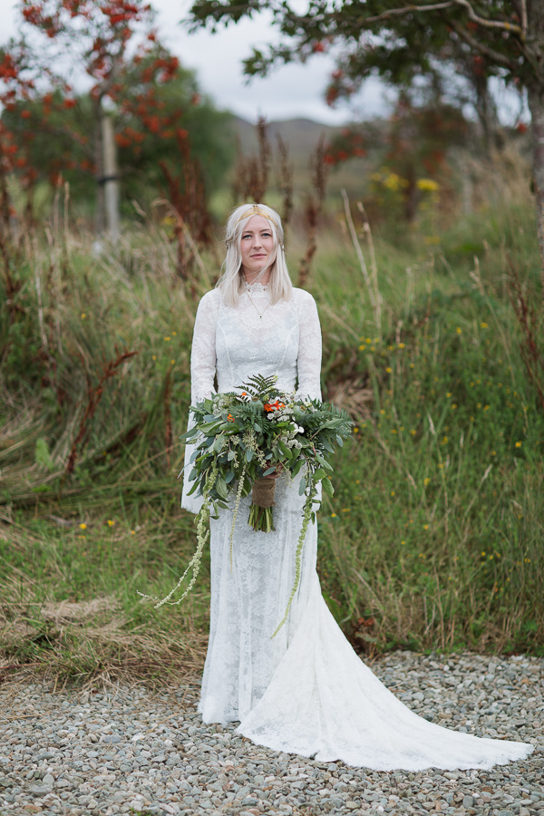 trandy bride at crear wedding venue scotland