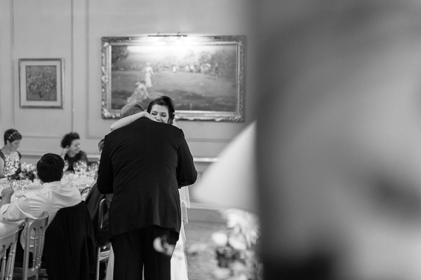 bride huging groom at speeches fotogenic of scotland