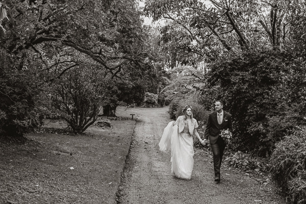 bride and groom walking around Glenapp Castle Ayrshire 